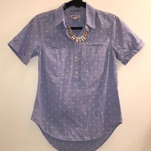 Blue and white polkadot top